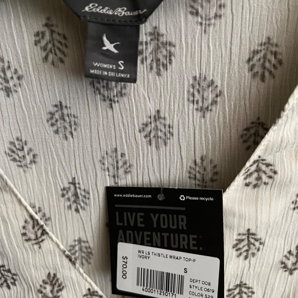 NWT Eddie Bauer Long Sleeve Thistle Faux Wrap Top Size S - Picture 4 of 7